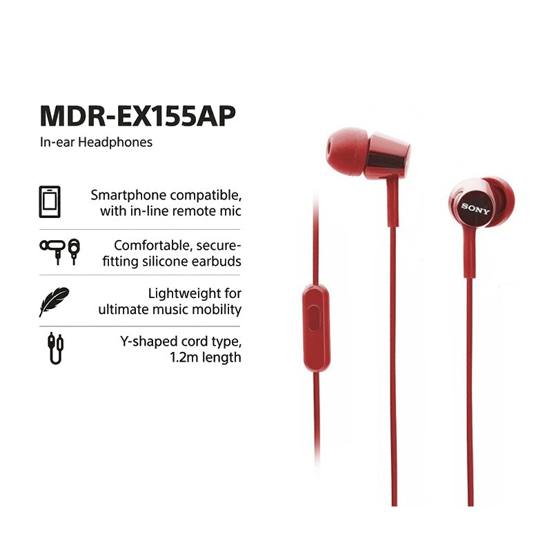 Sony MDR-EX155APRQE In-ear Headphones Red