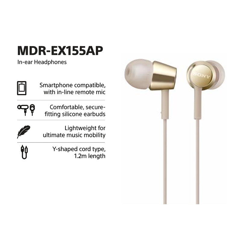 Sony MDR-EX155APNQE In-ear Headphones Gold
