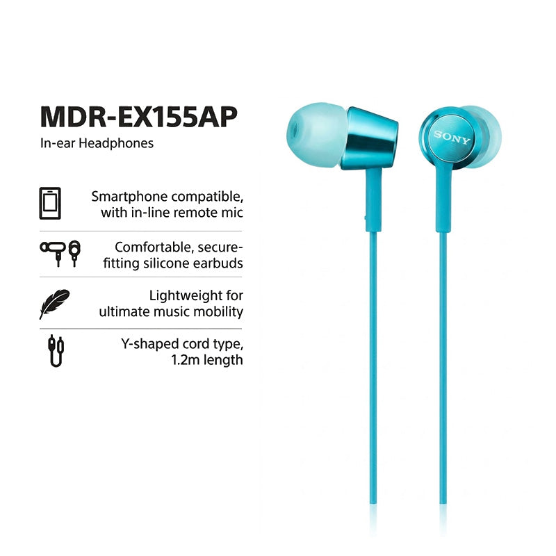 Sony MDR-EX155APLQE In-ear Headphones Light Blue