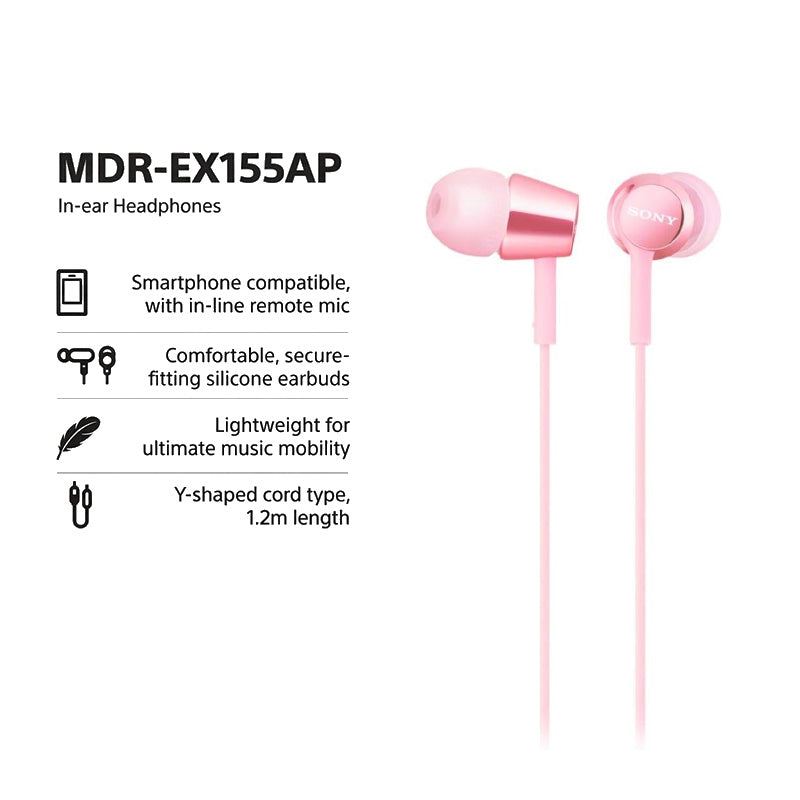 Sony MDR-EX155APPQE In-ear Headphones Light Pink