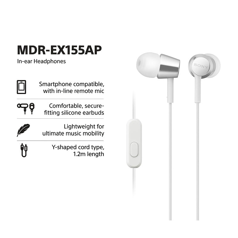 Sony MDR-EX155APWQE In-ear Headphones White