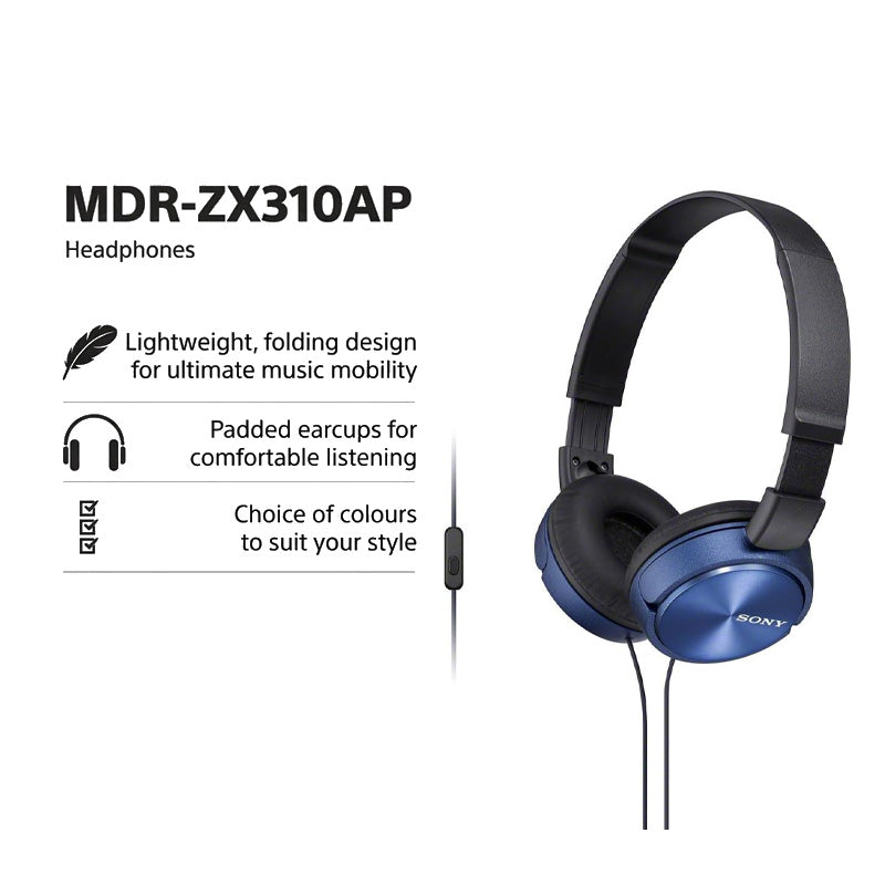 Sony MDR-ZX310AP ZX Series Stereo Headset Blue
