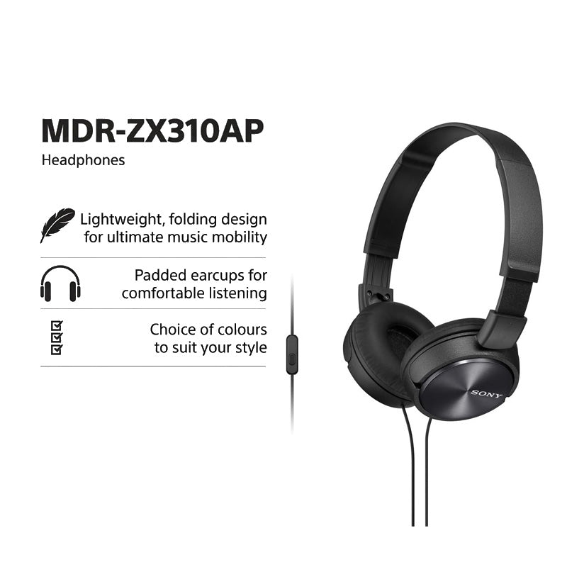 Sony MDR-ZX310AP ZX Series Stereo Headset Black