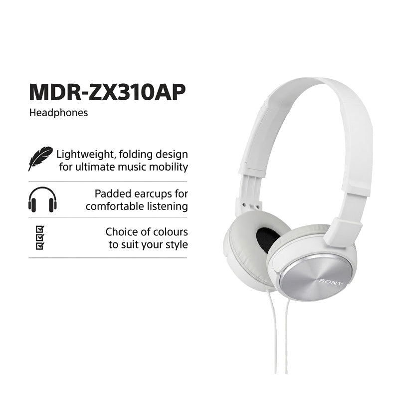 Sony MDR-ZX310AP ZX Series Stereo Headset White