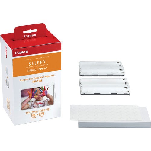 Canon RP-108 Postcard Size Color Ink/Paper Set for CP1000/CP910/CP820
