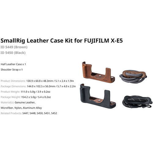 SmallRig 5450 Leather Case Kit for FUJIFILM X-E5 - Black