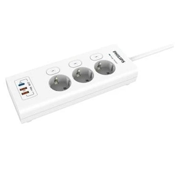 Philips Power Strip 3 Socket + USB PD 20W CHP6732WA – Surge Protection 450J, 4000W