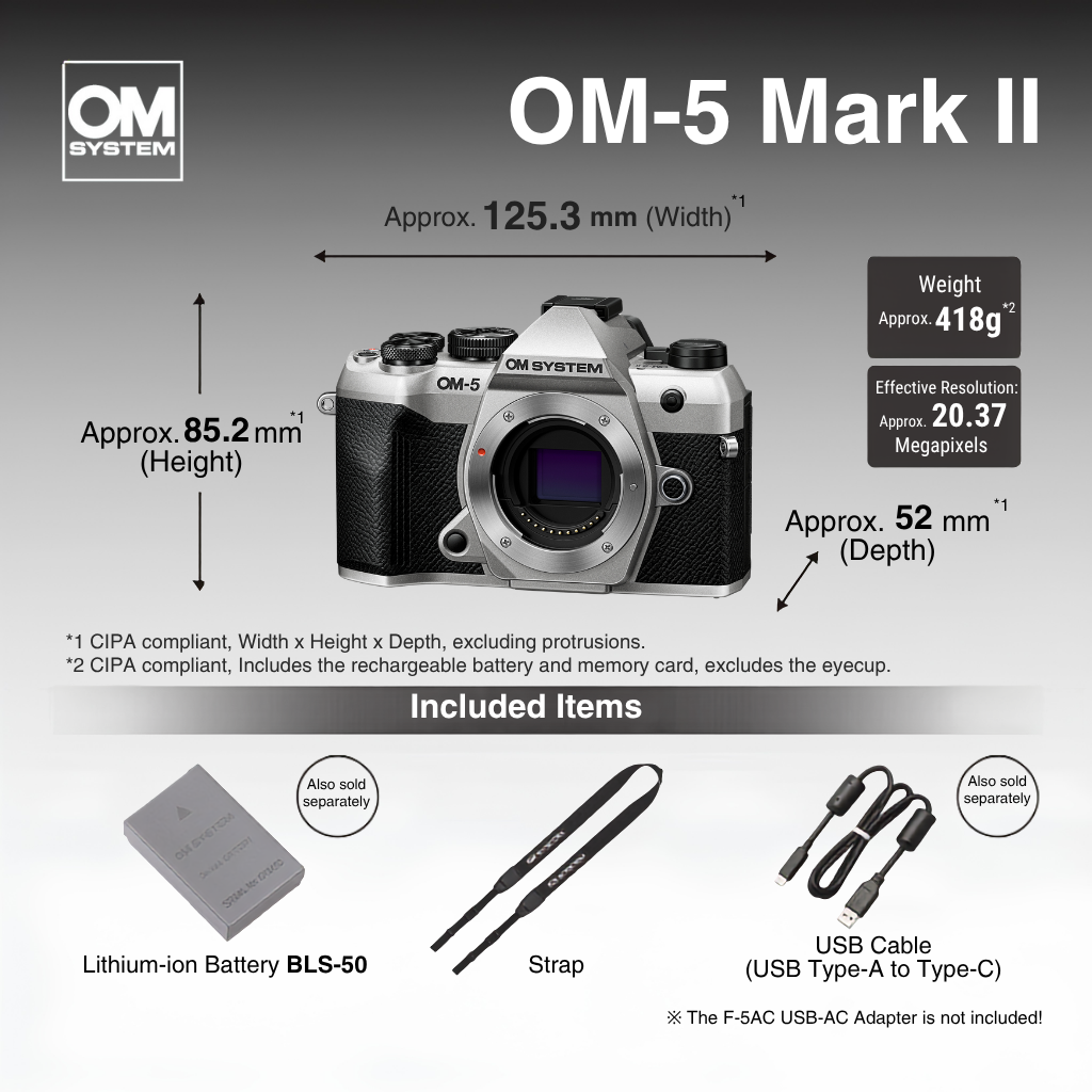 OM SYSTEM OM-5 Mark ii Mirrorless Camera with 14-150mm F4.0-5.6 II Lens kit (Silver)