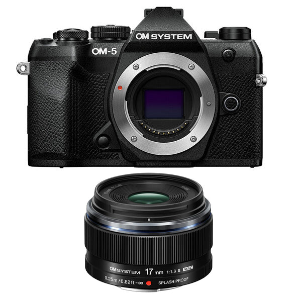 OM SYSTEM OM-5 Mark ii Mirrorless Camera Body Only (Black) with OM SYSTEM M.ZUIKO DIGITAL 17mm F1.8 Ⅱ Lens