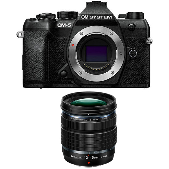OM SYSTEM OM-5 Mark ii Mirrorless Camera Body Only (Black) with OM SYSTEM M.ZUIKO DIGITAL ED 12-45mm F4.0 PRO Lens