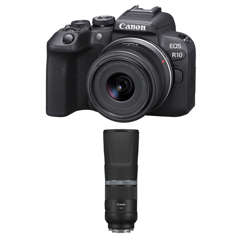 Canon EOS R10 Mirrorless Camera with 18-45mm Lens with Canon RF 800mm f/11 IS STM Lens