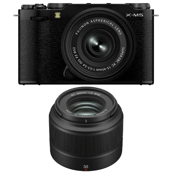 Fujifilm X-M5 Mirrorless Camera with XC 15-45mm f3.5-5.6 Lens Black with Fujifilm XC 35mm f2 Lens