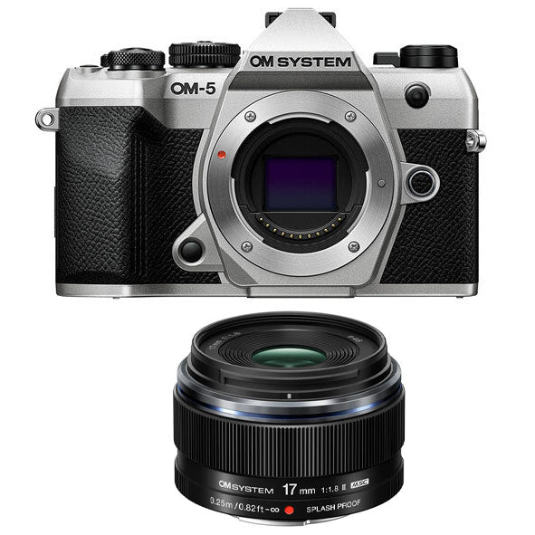 OM SYSTEM OM-5 Mark ii Mirrorless Camera Body Only (Silver) with OM SYSTEM M.ZUIKO DIGITAL 17mm F1.8 Ⅱ Lens