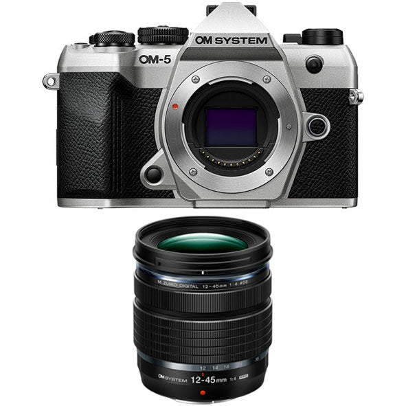OM SYSTEM OM-5 Mark ii Mirrorless Camera Body Only (Silver) with OM SYSTEM M.ZUIKO DIGITAL ED 12-45mm F4.0 PRO Lens
