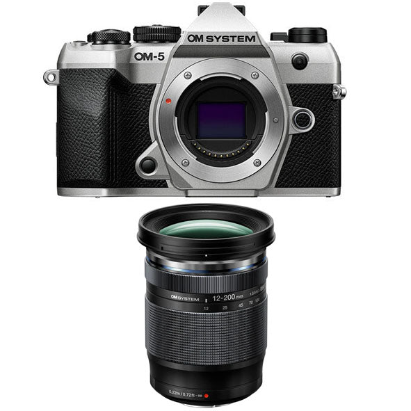 OM SYSTEM OM-5 Mark ii Mirrorless Camera Body Only (Silver) with OM SYSTEM M.ZUIKO DIGITAL ED 12-200mm F3.5-6.3 Lens