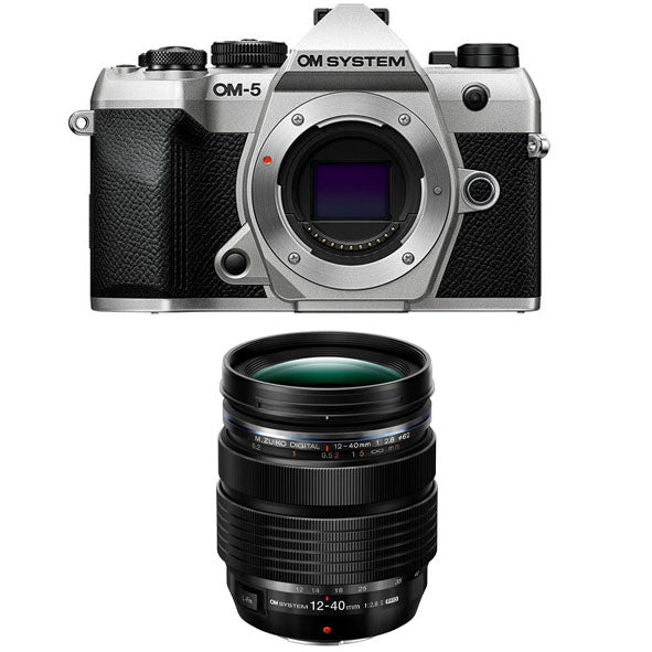 OM SYSTEM OM-5 Mark ii Mirrorless Camera Body Only (Silver) with OM SYSTEM M.ZUIKO DIGITAL ED 12-40mm F2.8 PRO II Lens