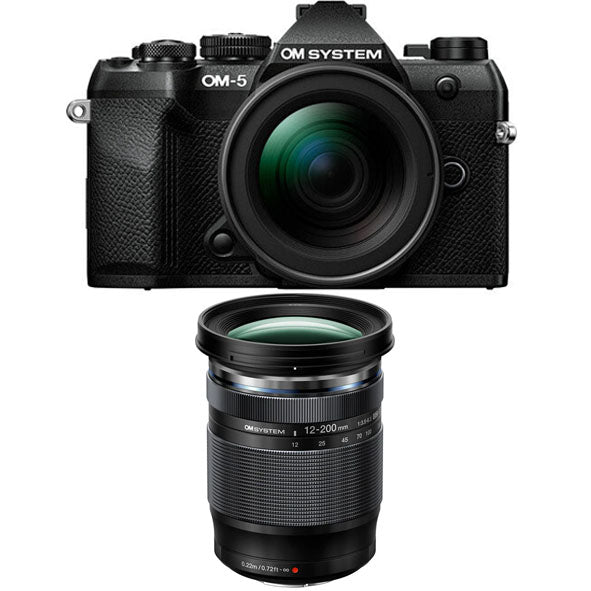 OM SYSTEM OM-5 Mark ii Mirrorless Camera with 14-150mm F4.0-5.6 Ⅱ Lens kit (Black) with OM SYSTEM M.ZUIKO DIGITAL ED 12-200mm F3.5-6.3 Lens
