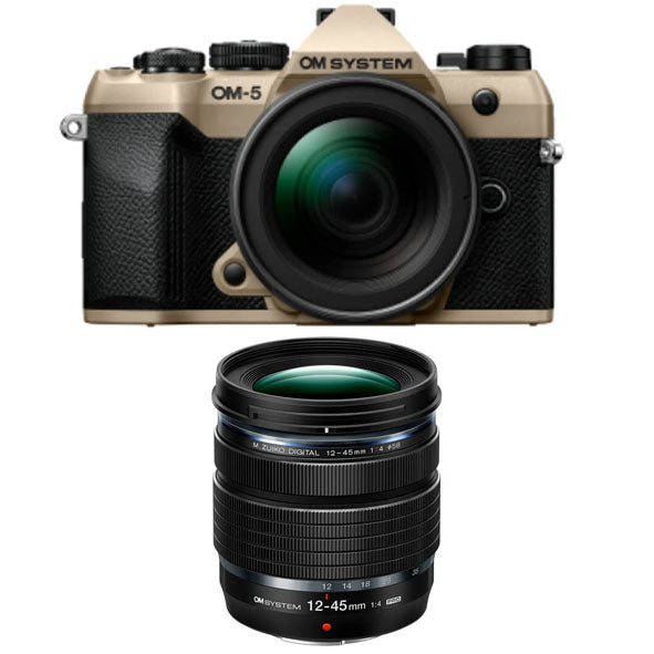OM SYSTEM OM-5 Mark ii Mirrorless Camera with 14-150mm F4.0-5.6 Ⅱ Lens kit (Sand Beige) with OM SYSTEM M.ZUIKO DIGITAL ED 12-45mm F4.0 PRO Lens