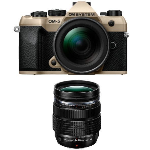OM SYSTEM OM-5 Mark ii Mirrorless Camera with 14-150mm F4.0-5.6 Ⅱ Lens kit (Sand Beige) with OM SYSTEM M.ZUIKO DIGITAL ED 12-40mm F2.8 PRO II Lens