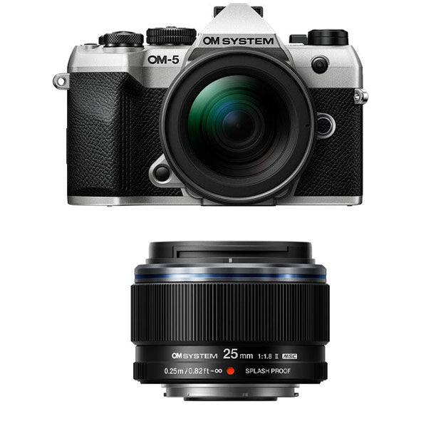 OM SYSTEM OM-5 Mark ii Mirrorless Camera with 14-150mm F4.0-5.6 Ⅱ Lens kit (Silver) with OM SYSTEM M.ZUIKO DIGITAL 25mm F1.8 Ⅱ Lens