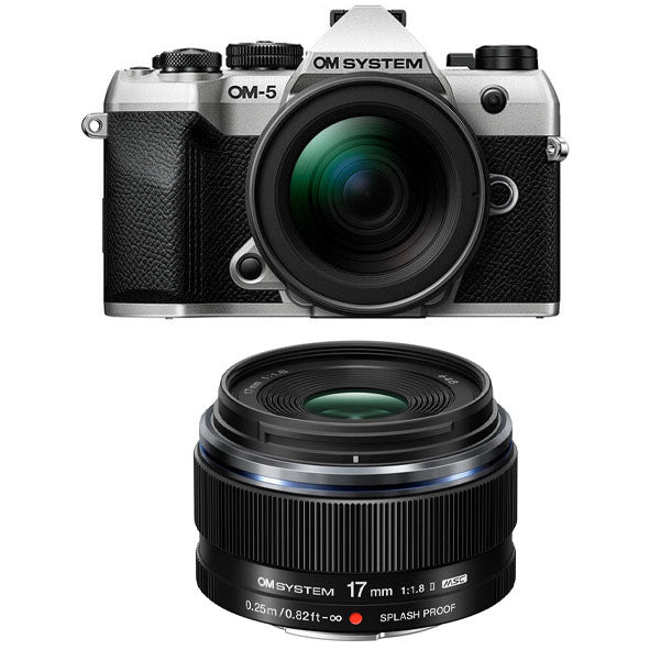 OM SYSTEM OM-5 Mark ii Mirrorless Camera with 14-150mm F4.0-5.6 Ⅱ Lens kit (Silver) with OM SYSTEM M.ZUIKO DIGITAL 17mm F1.8 Ⅱ Lens