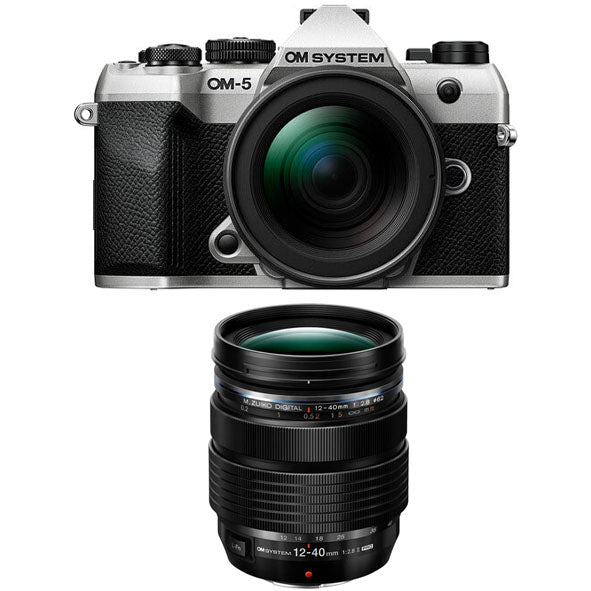 OM SYSTEM OM-5 Mark ii Mirrorless Camera with 14-150mm F4.0-5.6 Ⅱ Lens kit (Silver) with OM SYSTEM M.ZUIKO DIGITAL ED 12-40mm F2.8 PRO II Lens