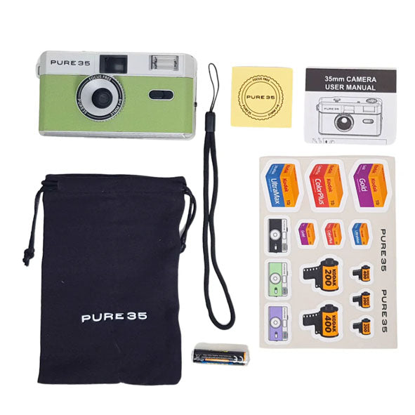 Kodak PURE35 Reloadable 35mm Film Camera KIT Green Leather