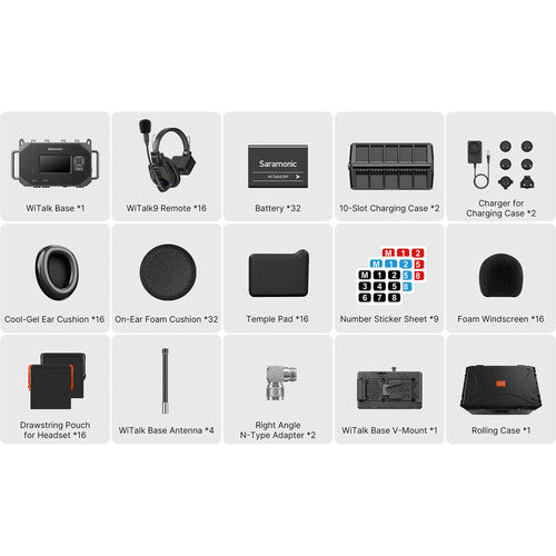 Saramonic WiTalk Base V16 16 Person Intercom System with Roaming Master Console (V-Mount)