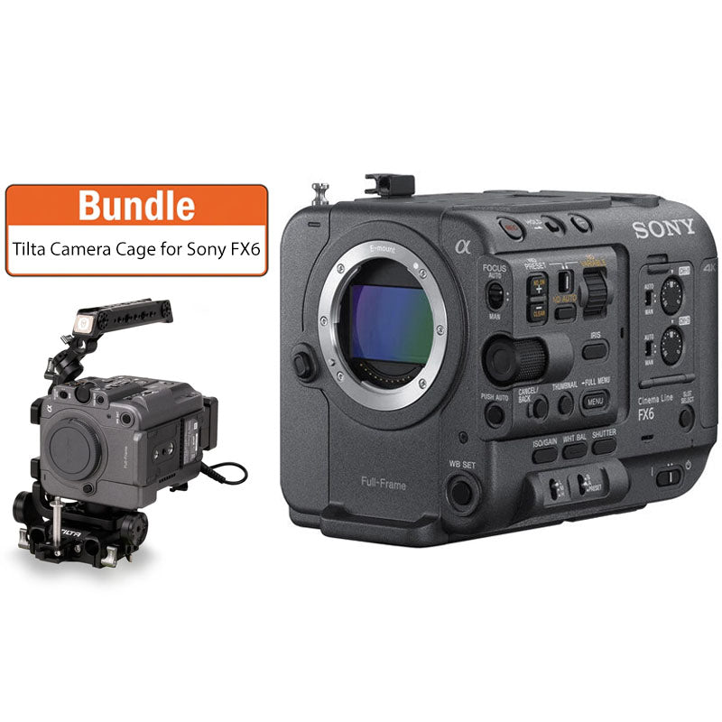 Sony FX6 Full-Frame Cinema Camera (Body Only) with Tilta Camera Cage for Sony FX6 Vertical Mounting Kit - V Mount