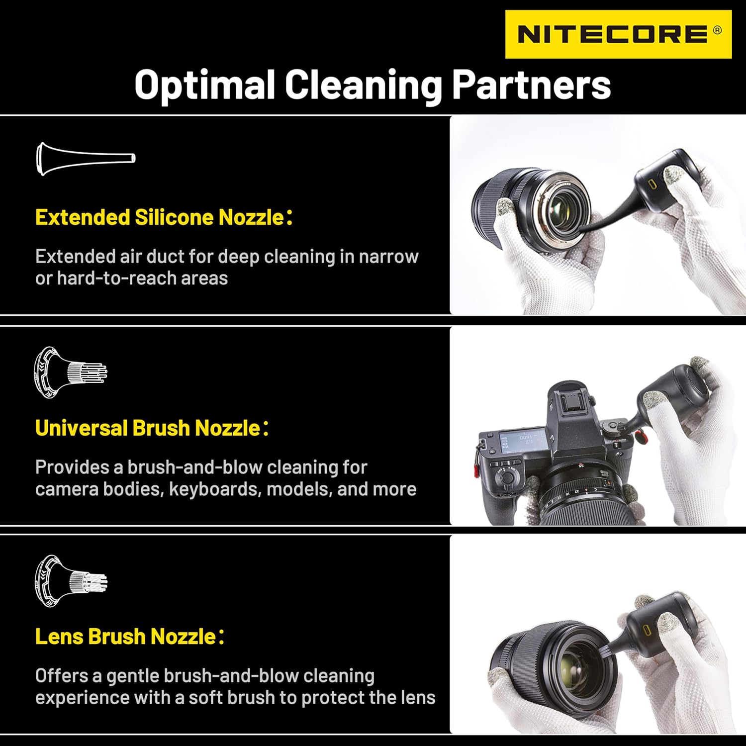 Nitecore BB Nano Pocket Sized Electronic Blower with Vaccum Cleaning Accessories
