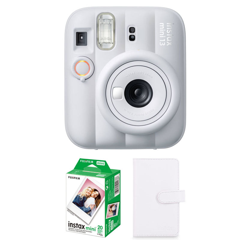 Fujifilm Instax Mini 13 Instant Film Camera (Clay White) with Paper Mini Twin Package + Instax Mini Album White