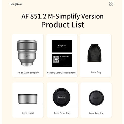 Songraw AF 85MM F1.2 MS Mirrorless Camera Lens (Sony Mount) CL1016