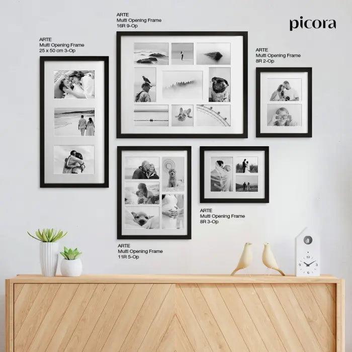 Picora Arte Multi Opening Frame 16R 40x50cm matted to 9-Opening Black