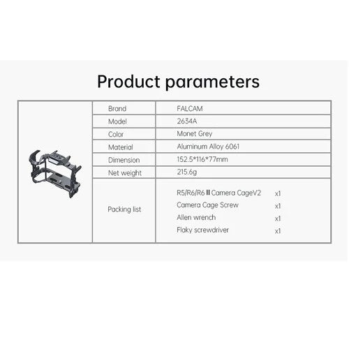 Falcam F22&F38&F50 Quick Release Camera Cage(for EOS R5/R6/R6II ) V2 2634A