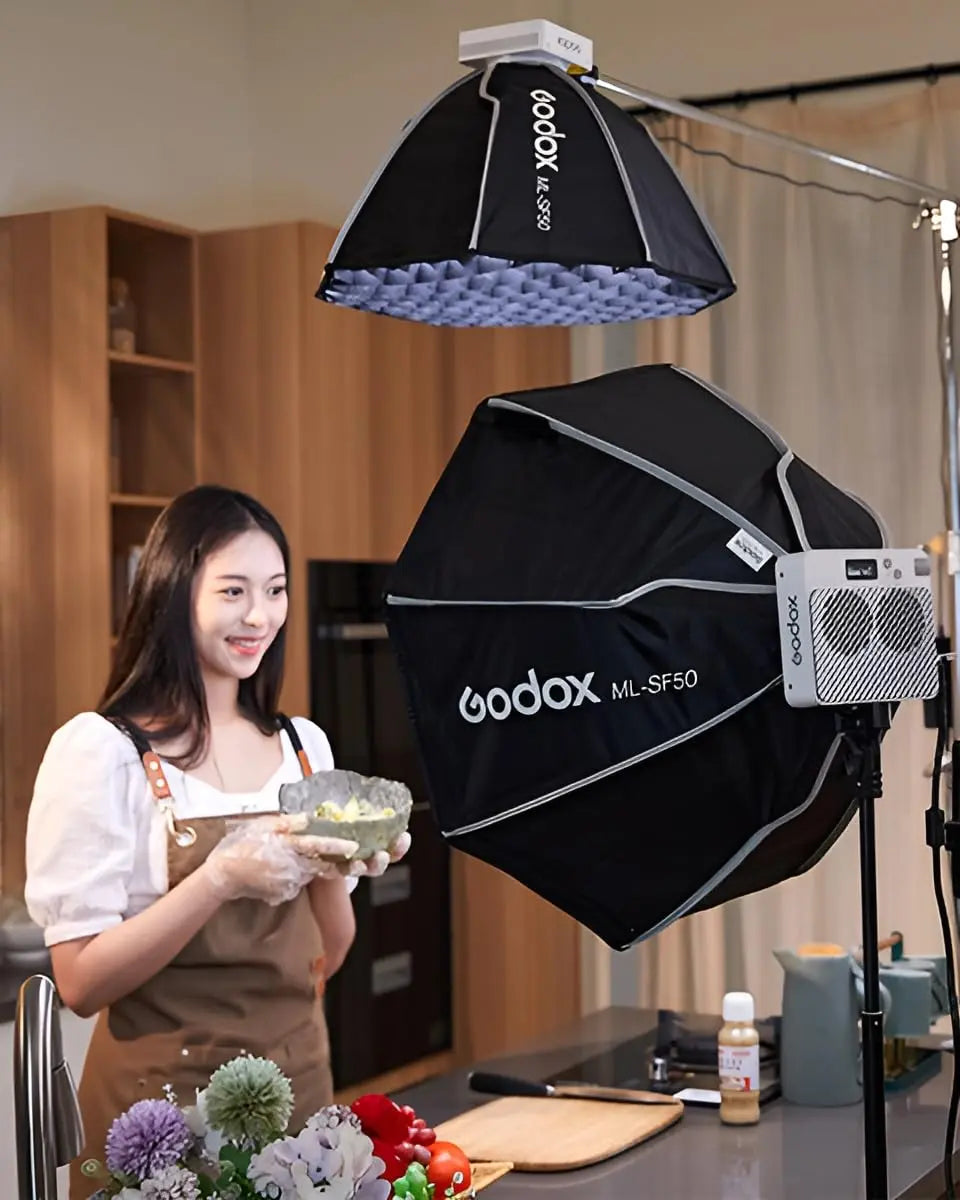 Godox ML100Bi Kit-2 Bi-Color Portable LED Light (with 36 Lens & V-Mount Handgrip Kit)