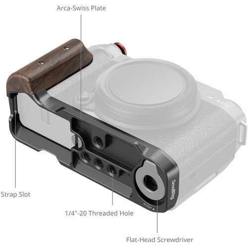 SmallRig 5260 L-Shape Mount Plate with Wooden Handle for FUJIFILM X-M5