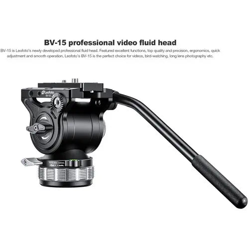 Leofoto BV-15 70mm Fluid Video Head with PU-100D 100x38mm QR Plate