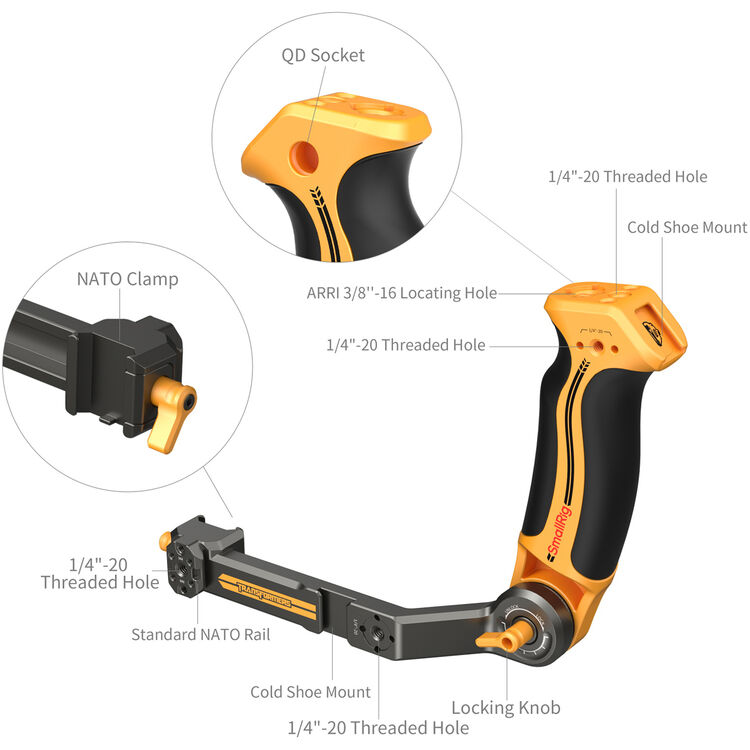 SmallRig Sling Handle for DJI RS 2 / RSC 2 / RS 3 / RS 3 Pro / RS 3 Mini / RS 4 / RS 4 Pro / RS 4 Mini(BumbleBee Edition) 5524