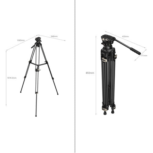 SmallRig 3751B Heavy-Duty Fluid Head Tripod AD-01 3751B
