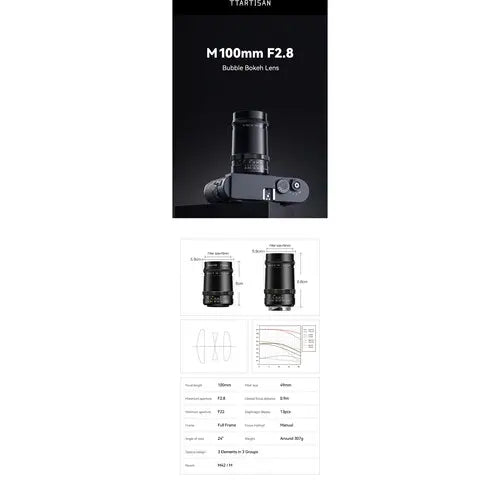 TTArtisan 100mm F2.8 Bubble Bokeh for Leica M Mount - Black