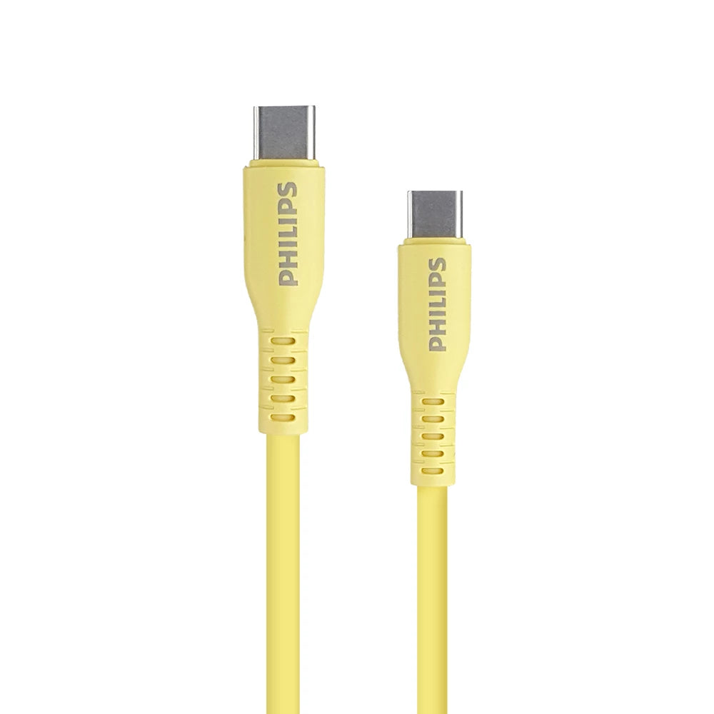 Philips DLC8701V USB-C to C Soft Silicone Cable PD 60W 1.2M Pastel Color - Yellow