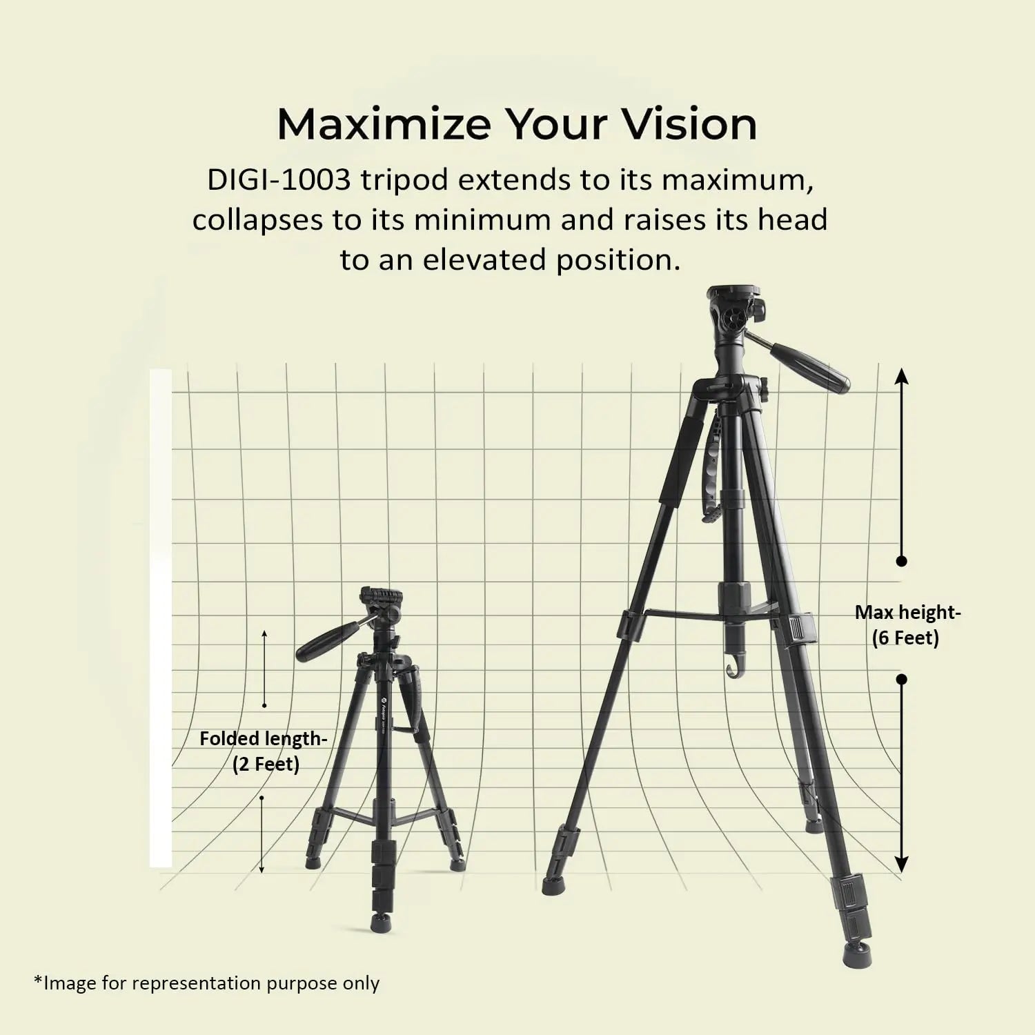 Fotopro DIGI-1003 6ft 2-in-1 Professional Aluminum Tripod with Horizontal Arm