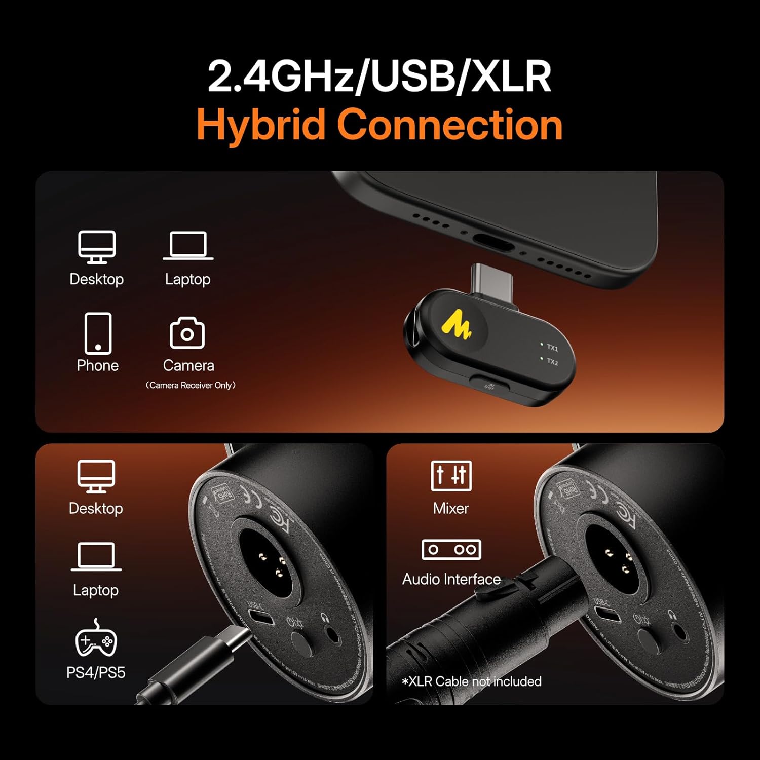 MAONO PD200W Hybrid Wireless Microphone