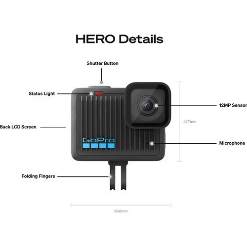 GoPro Hero Action Camera (FREE Lexar 64GB Silver Plus microSDXC UHS-I & PGYTECH CapLock MantisPod Z Tripod)