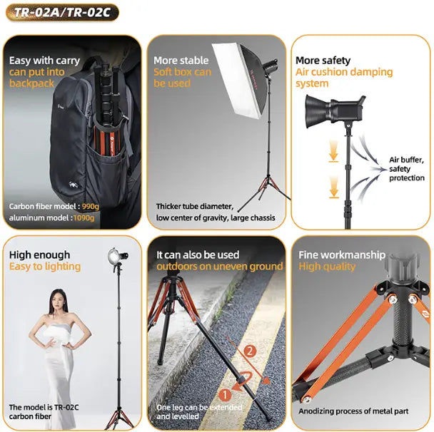 Fotopro TR-02C Carbon Tripod Light Stand