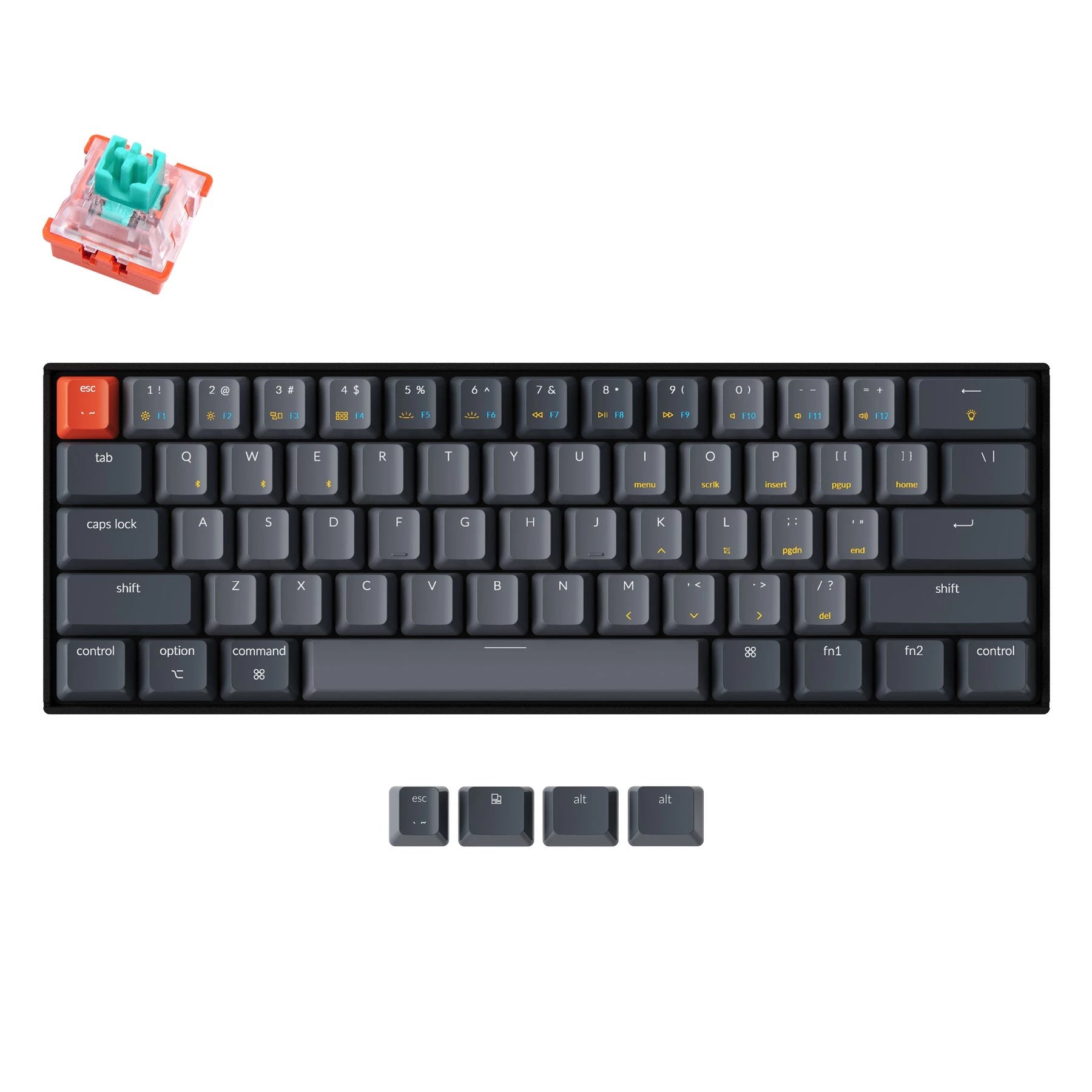 Keychron K12-D5 Wireless Mechanical Keyboard 61 Key White Backlight Mint Switch Optical Hot Swappable