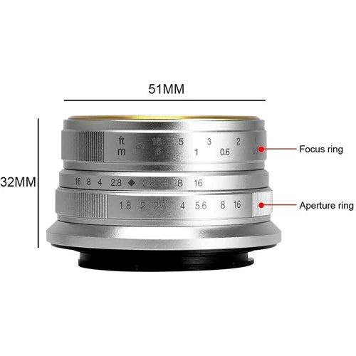 7Artisan 25mm F1.8 Fuji FX Mount (Silver)