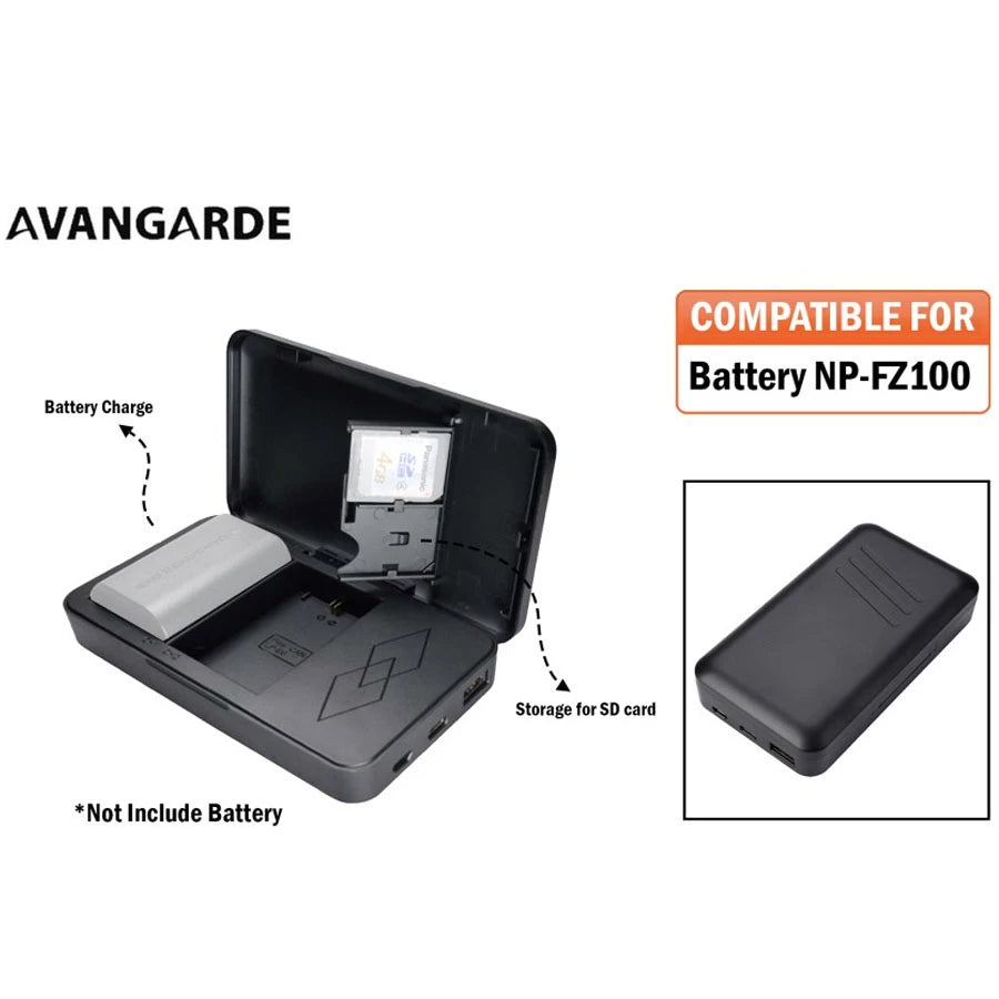 Avangarde DB-FZ100 Battery Charger Case (Type-C) with SD Card Slot