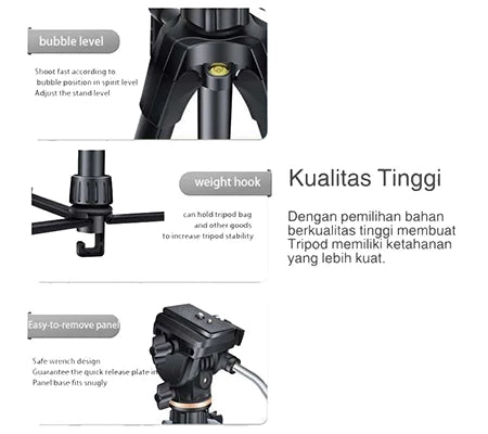 Beike Q1750 Aluminium Travel Tripod + Phone Holder