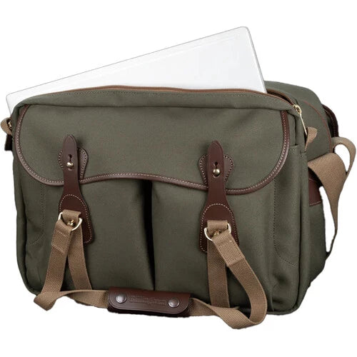 Billingham 445 MKII Camera/Laptop Bag Sage FibreNyte / Chocolate Leather